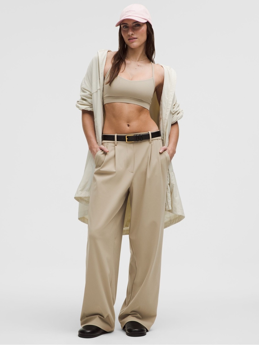 Lululemon Athletica High-Rise Trouser Beige Wide-Leg Pants